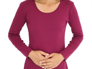 Woman with stomach pain causes of abdominal pain include inflammatory bowel disease-IBD. stomach...