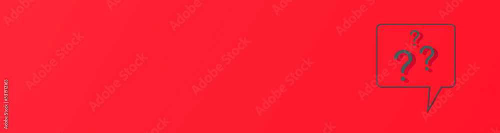 Fototapete question mark with shadow on red background. banner for insertion into site. place for text cope spa