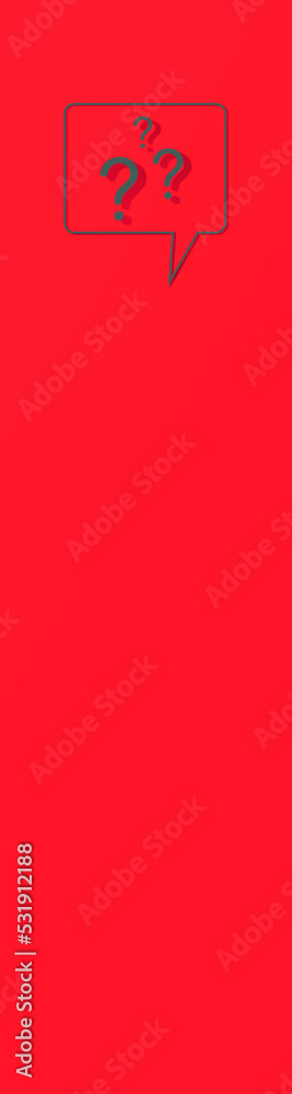 Aufkleber question mark with shadow on red background. 3d image. 3d rendering. vertical banner for insertion i