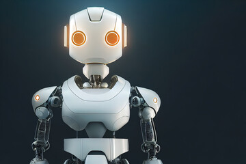 Naklejka premium White robot. Futuristic cyborg. 3D render illustration of a modern tech ai. Artificial intelligence android concept. Technology cybernetic automaton companion.