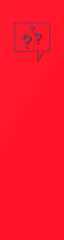 Question mark with shadow on red background. 3d image. 3d rendering. Vertical banner for insertion into site. Place for text cope space.