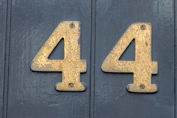 Close Up House Number 44 At Amsterdam The Netherlands 19-9-2022 - obrazy, fototapety, plakaty
