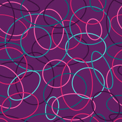 Seamless pattern with Colored circles on purple background.