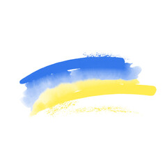 Watercolor hand drawn strockes in patriotic color of Ukraine. Blue and Yuellow strockes. flag of Ukraine
