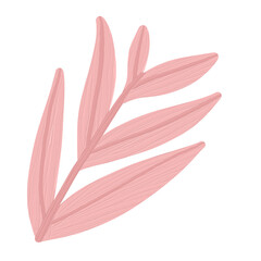 Pink Leaf Hand Drawn Oil Paint Illustration