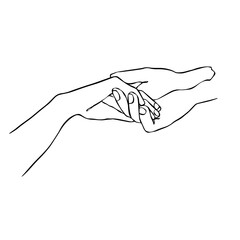 Holding hands line art illustration