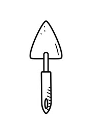 Garden or construction shovel. Vector doodle illustration scoop, isolate on white.