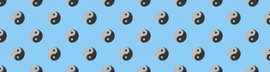 pattern. Image of Yin Yang symbol on pastel blue backgrounds. Symbol of opposite. Surface overlay pattern. Banner for insertion into site. 3D image. 3D rendering.