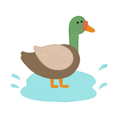 Hand drawn illustration of farm animal. Cute duck. Kids illustration 