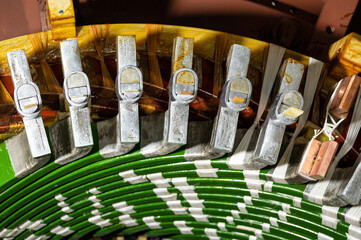 Winding of electric engine stator with copper bus bars