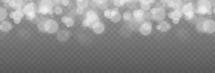 Vector white bokeh on isolated transparent background. Magic blur png. Light movement PNG.