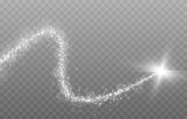 Vector glowing dust trail on isolated transparent background. Magic glow png. Stars with glow effect png. © Vitaliy