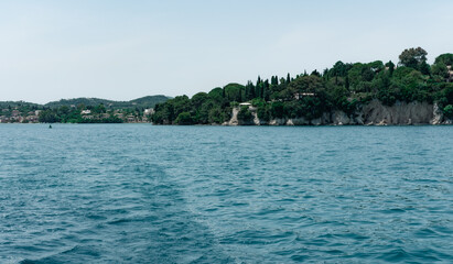 Corfu island landscape coast view from the sea