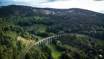 Railroad viaduct in Novina, Kryštofovo údolí, Liberec, Czech Republic
