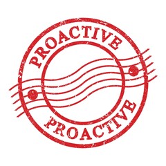 PROACTIVE, text written on red postal stamp.