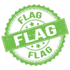 FLAG text on green round stamp sign