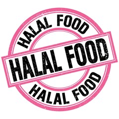 HALAL FOOD text on pink-black round stamp sign