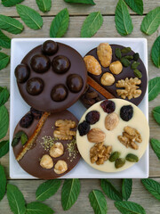 Chocolate cookies with nuts.