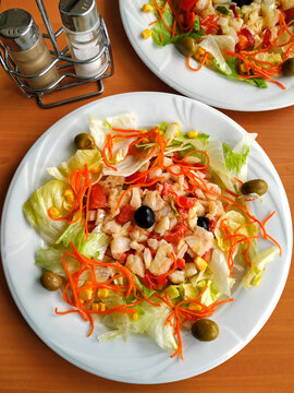 Salad with cod. Esqueixada. Typical food from Catalonia.