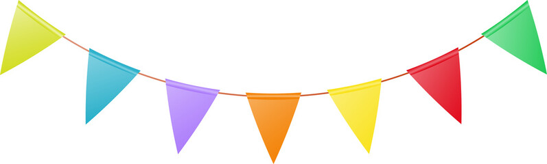 Colored carnival garland of triangular flags. Multicolored flags. Decorative colorful pennants for birthday, festival, fair or carnival. Vector illustration. © Mallva