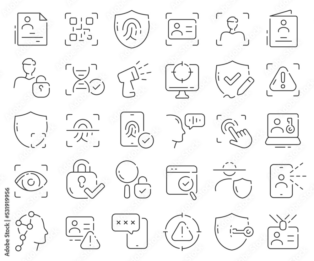 Aufkleber Authentication line icons collection. Thin outline icons pack. Vector illustration eps10