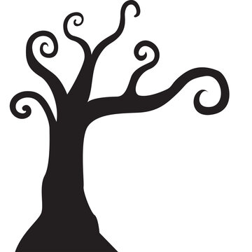 Dead Tree Icon Black Cartoon For Decorations On Halloween