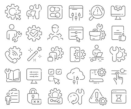 Setting line icons collection. Thin outline icons pack. Vector illustration eps10