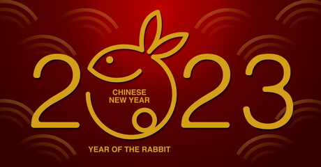 Happy new year 2023 , Lunar new year, Rabbit , simple flat design