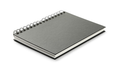 Closed black office notebook isolated on white