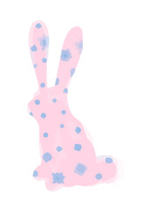 Vector Rabbit painted in watercolor. Christmas illustration painted in pink watercolor.