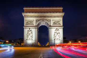 The Arc de Triomphe at the centre of Place Charles de Gaulle in Paris. France