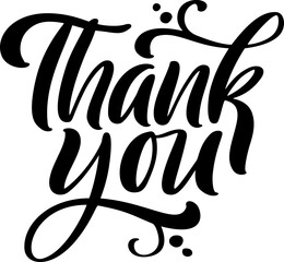 Hand drawn vintage vector text Thank you. Calligraphy lettering illustration for wedding, Thanksgiving Day, greeting card, tag. Isolated on white background