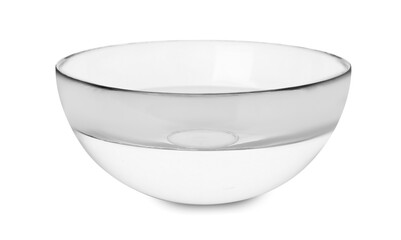 Glass bowl full of water isolated on white