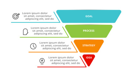 Triangle with 4 elements, infographic template for web, business, presentations, vector illustration. Business data visualization.