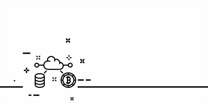 Online crypto exchange. Cryptocurrency, coin, website, crypto wallet, accounting, money, blockchain. Financial concept. One line drawing animation. Motion design. Animated technology logo. Video 4K