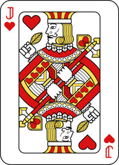Playing Card Jack of Hearts Red Yellow and Black