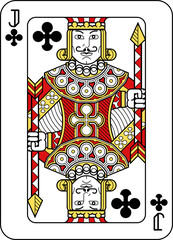 Playing Card Jack of Clubs Red Yellow and Black