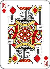 Playing Card King of Diamonds Red Yellow and Black