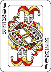 Playing Card Joker Red Yellow and Black