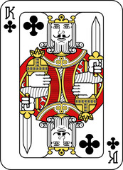 Playing Card King of Clubs Red Yellow and Black