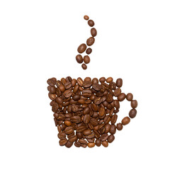 symbol of a cup of coffee beans