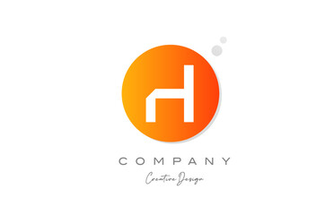 Obraz premium H orange sphere alphabet letter logo icon design with dot. Creative template for company and business