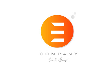 Obraz premium E orange sphere alphabet letter logo icon design with dot. Creative template for company and business