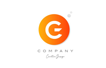 G orange sphere alphabet letter logo icon design with dot. Creative template for company and business
