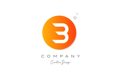 B orange sphere alphabet letter logo icon design with dot. Creative template for company and business