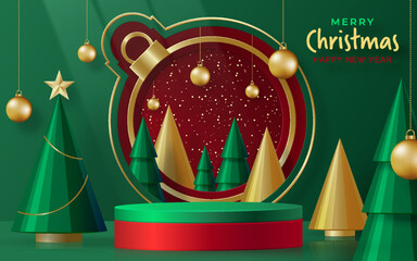 3d Podium round stage style, for Merry Christmas and happy new year