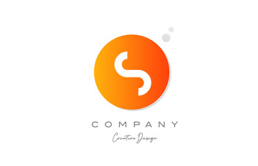 S orange sphere alphabet letter logo icon design with dot. Creative template for company and business