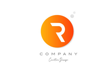 R orange sphere alphabet letter logo icon design with dot. Creative template for company and business