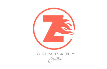 orange Z alphabet letter icon for corporate with flames. Fire design suitable for a business logo