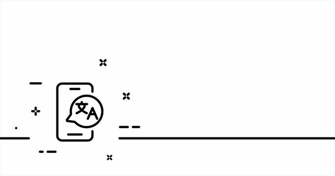 Online translator. Website, translation service, foreign language, window, dictionary, communication. Technology concept. One line drawing animation. Motion design. Animated technology logo. Video 4K